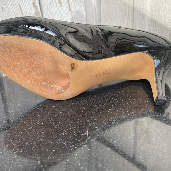 Vince Camuto Black Patent Leather High Heels Platform Dress Shoes 7.5M - Picture 8 of 9